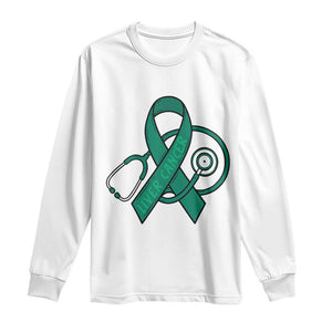 Liver Cancer Strong Nurse Warrior Long Sleeve Shirt Stethoscope Healthcare Support Gift