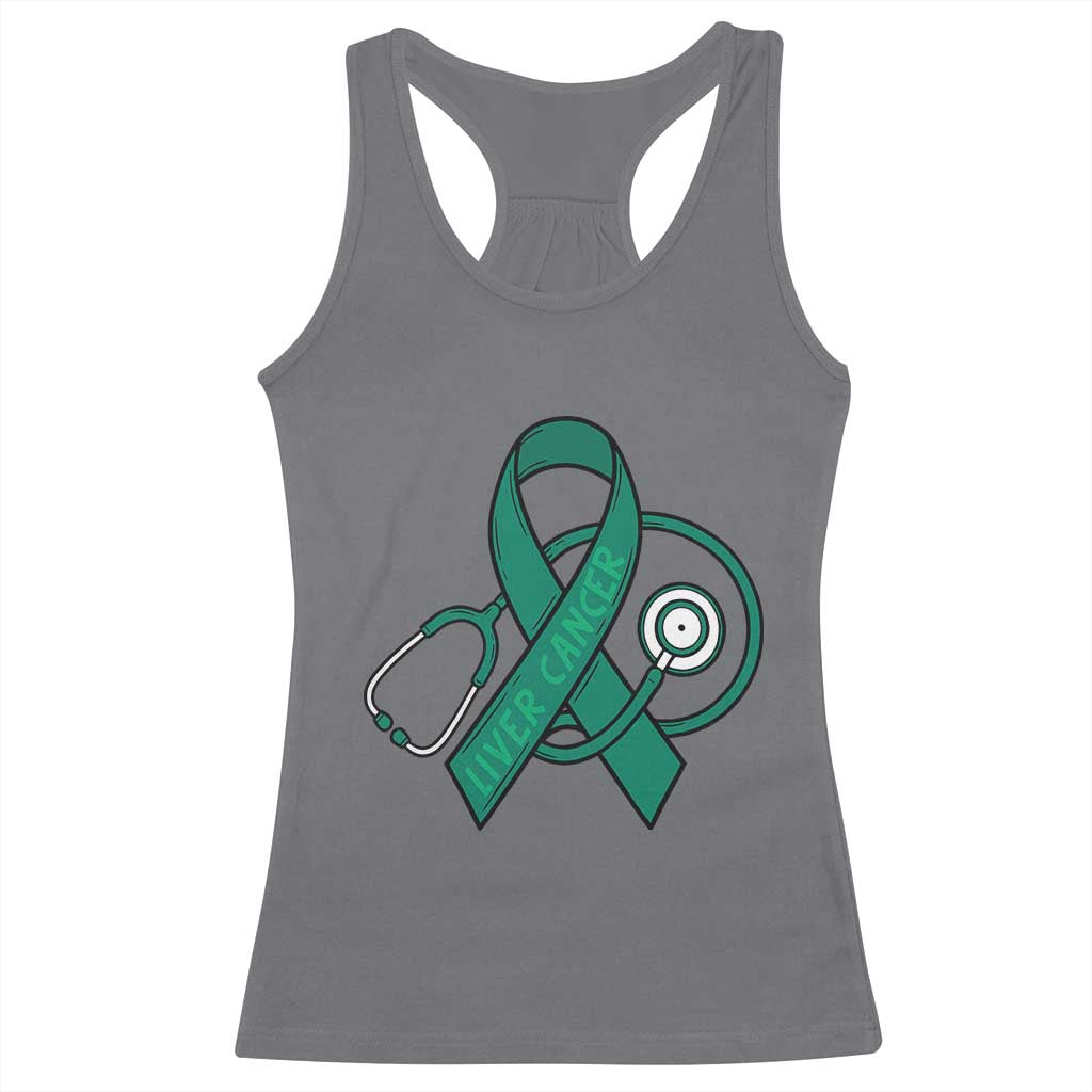 Liver Cancer Strong Nurse Warrior Racerback Tank Top Stethoscope Healthcare Support Gift