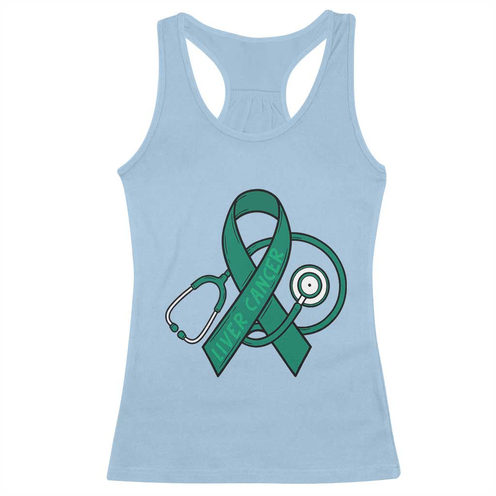Liver Cancer Strong Nurse Warrior Racerback Tank Top Stethoscope Healthcare Support Gift