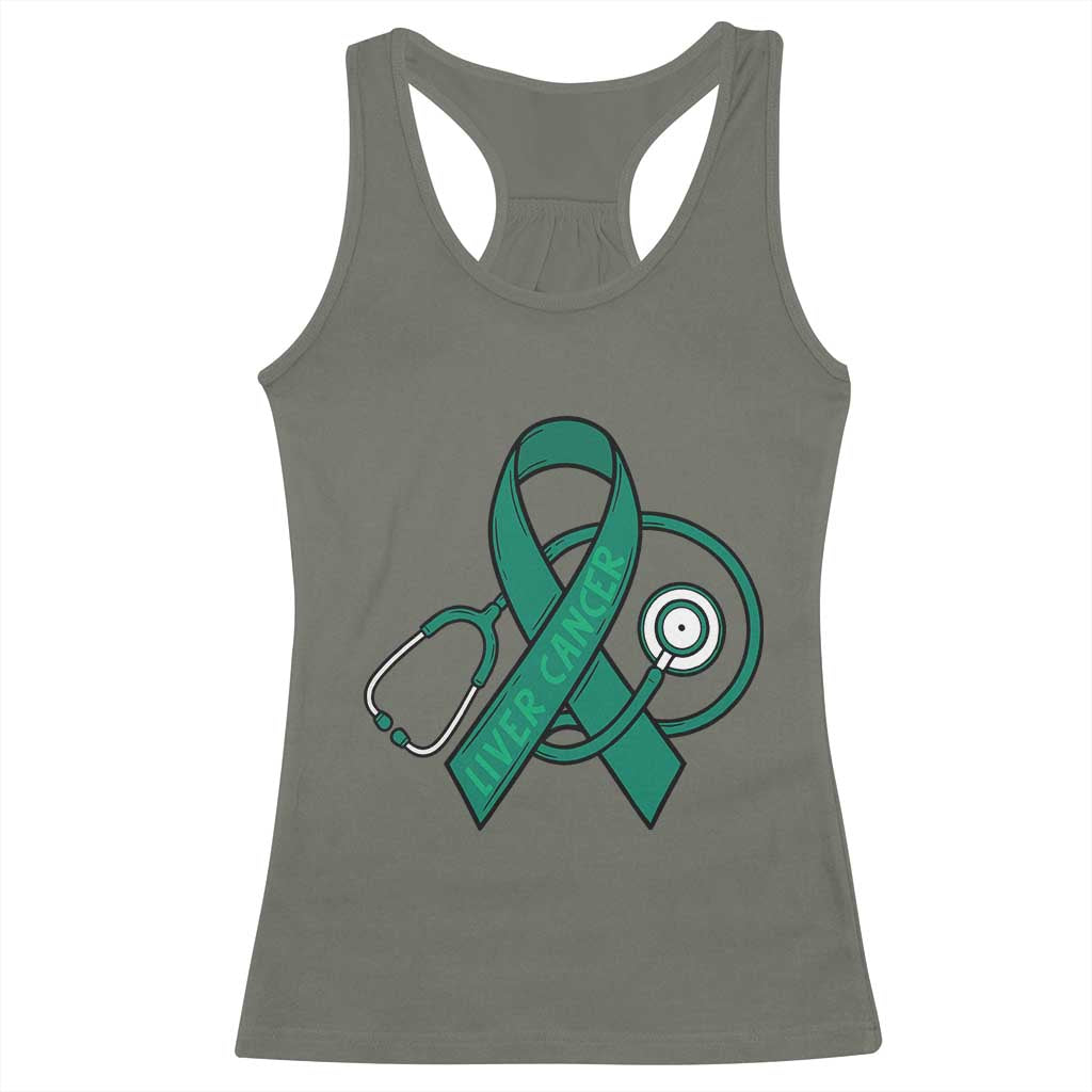 Liver Cancer Strong Nurse Warrior Racerback Tank Top Stethoscope Healthcare Support Gift