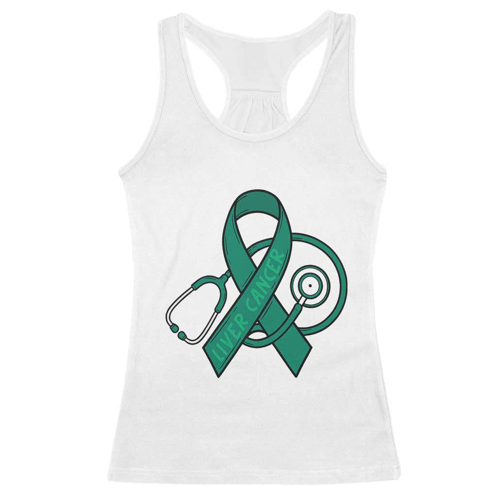 Liver Cancer Strong Nurse Warrior Racerback Tank Top Stethoscope Healthcare Support Gift TS12 White Print Your Wear