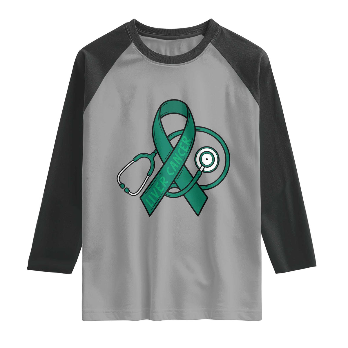 Liver Cancer Strong Nurse Warrior Raglan Shirt Stethoscope Healthcare Support Gift