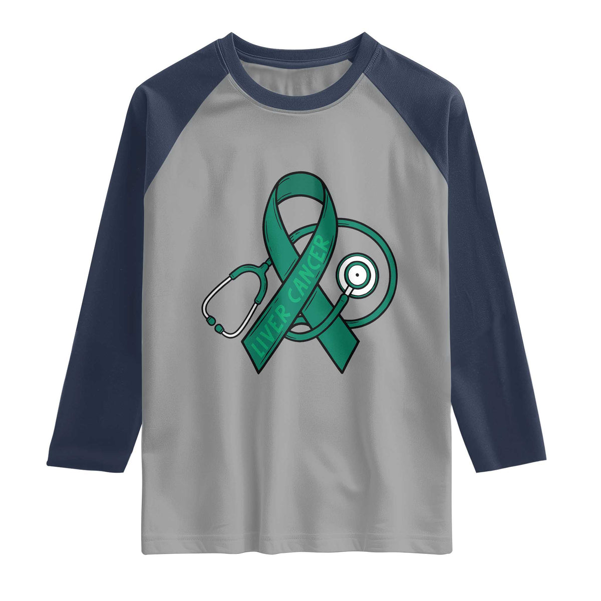 Liver Cancer Strong Nurse Warrior Raglan Shirt Stethoscope Healthcare Support Gift