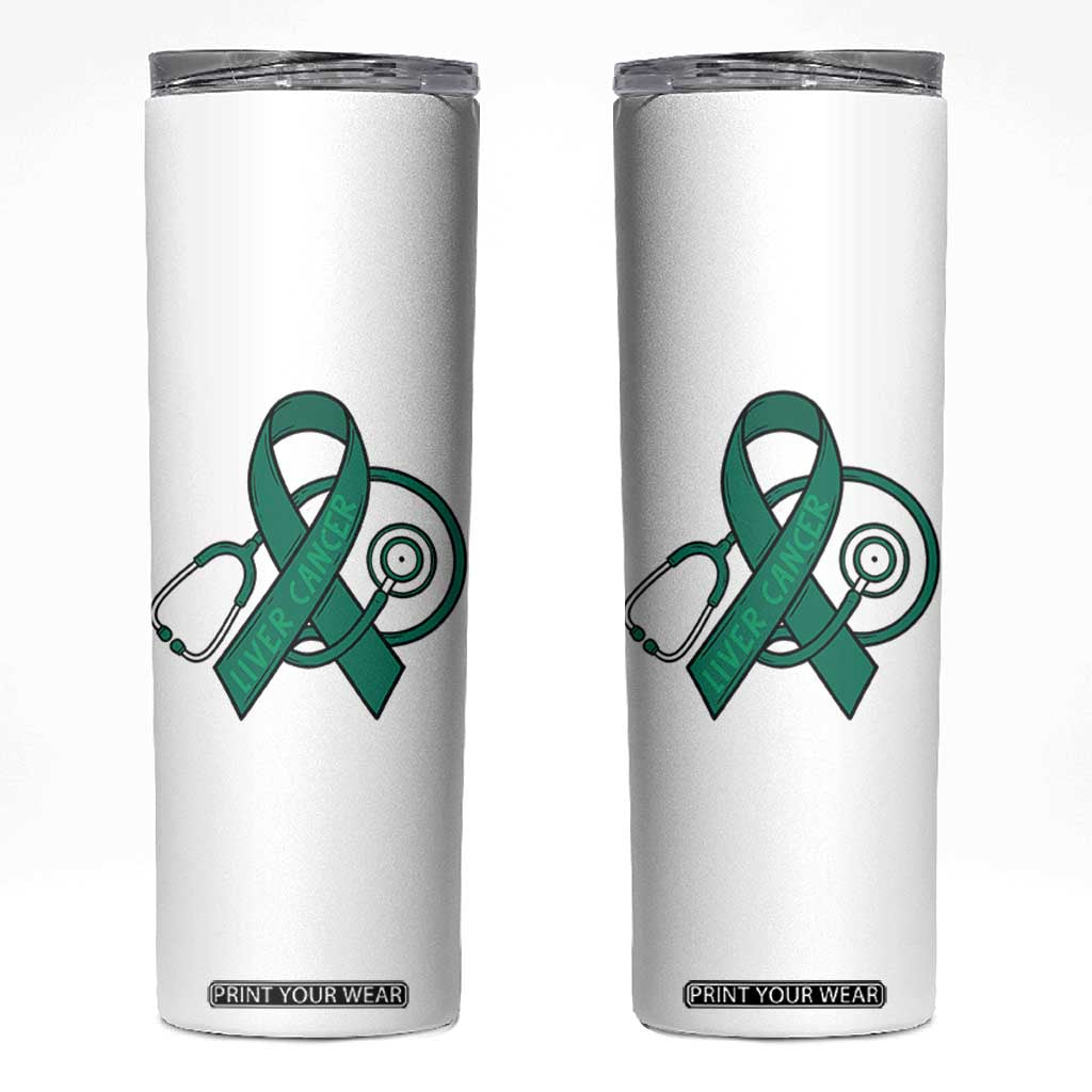 Liver Cancer Strong Nurse Warrior Skinny Tumbler Stethoscope Healthcare Support Gift