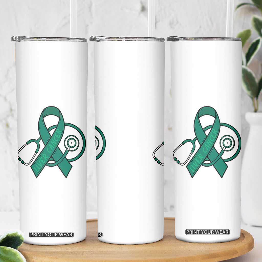 Liver Cancer Strong Nurse Warrior Skinny Tumbler Stethoscope Healthcare Support Gift
