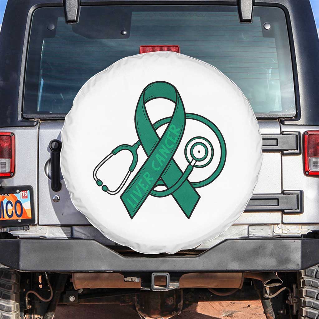 Liver Cancer Strong Nurse Warrior Spare Tire Cover Stethoscope Healthcare Support Gift TS12 No hole White Print Your Wear
