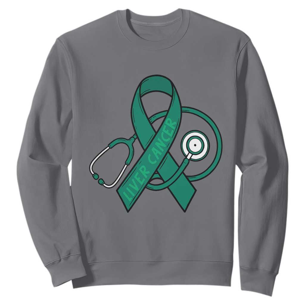 Liver Cancer Strong Nurse Warrior Sweatshirt Stethoscope Healthcare Support Gift