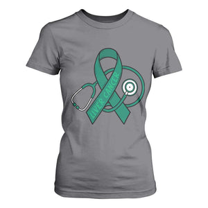 Liver Cancer Strong Nurse Warrior T Shirt For Women Stethoscope Healthcare Support Gift