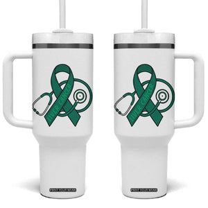 Liver Cancer Strong Nurse Warrior Tumbler With Handle Stethoscope Healthcare Support Gift