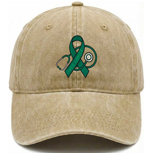 Liver Cancer Strong Nurse Warrior Washed Cotton Baseball Cap Stethoscope Healthcare Support Gift