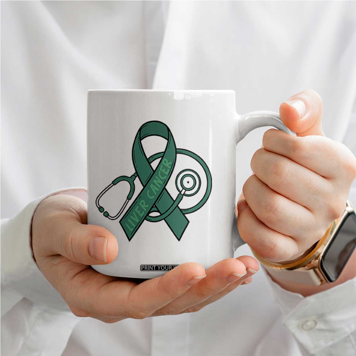 Liver Cancer Strong Nurse Warrior Coffee Mug Stethoscope Healthcare Support Gift