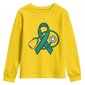 Liver Cancer Strong Nurse Warrior Youth Sweatshirt Stethoscope Healthcare Support Gift