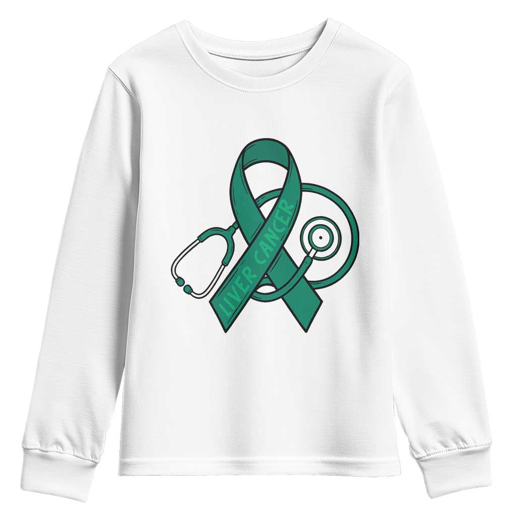 Liver Cancer Strong Nurse Warrior Youth Sweatshirt Stethoscope Healthcare Support Gift TS12 White Print Your Wear