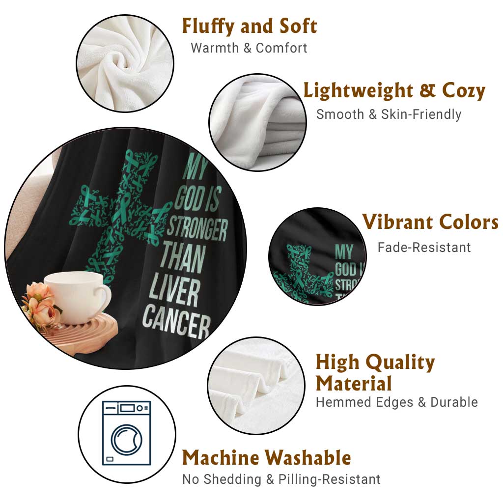 My God Is Stronger Than Liver Cancer Throw Blanket Faith Hope Support Gift