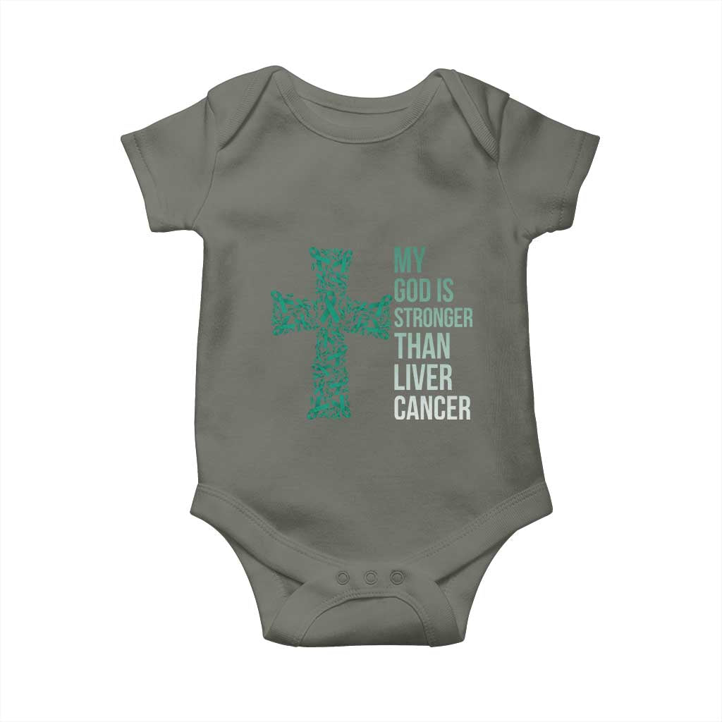 My God Is Stronger Than Liver Cancer Baby Onesie Faith Hope Support Gift