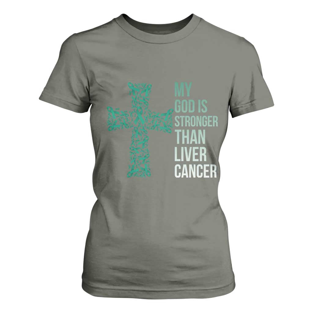 My God Is Stronger Than Liver Cancer T Shirt For Women Faith Hope Support Gift