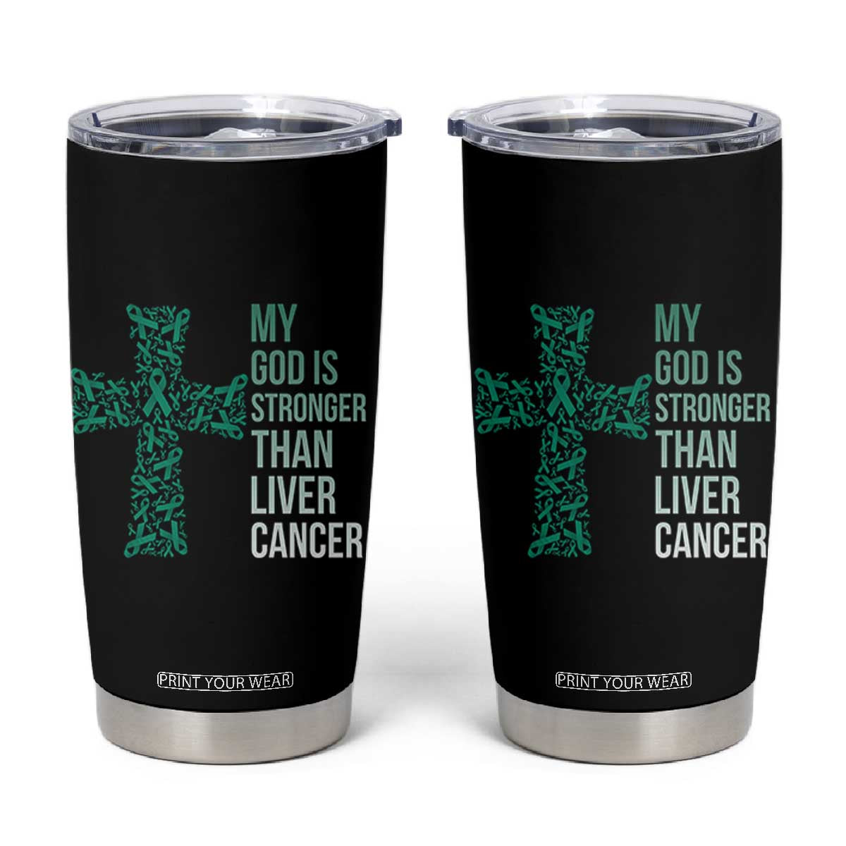 My God Is Stronger Than Liver Cancer Tumbler Cup Faith Hope Support Gift