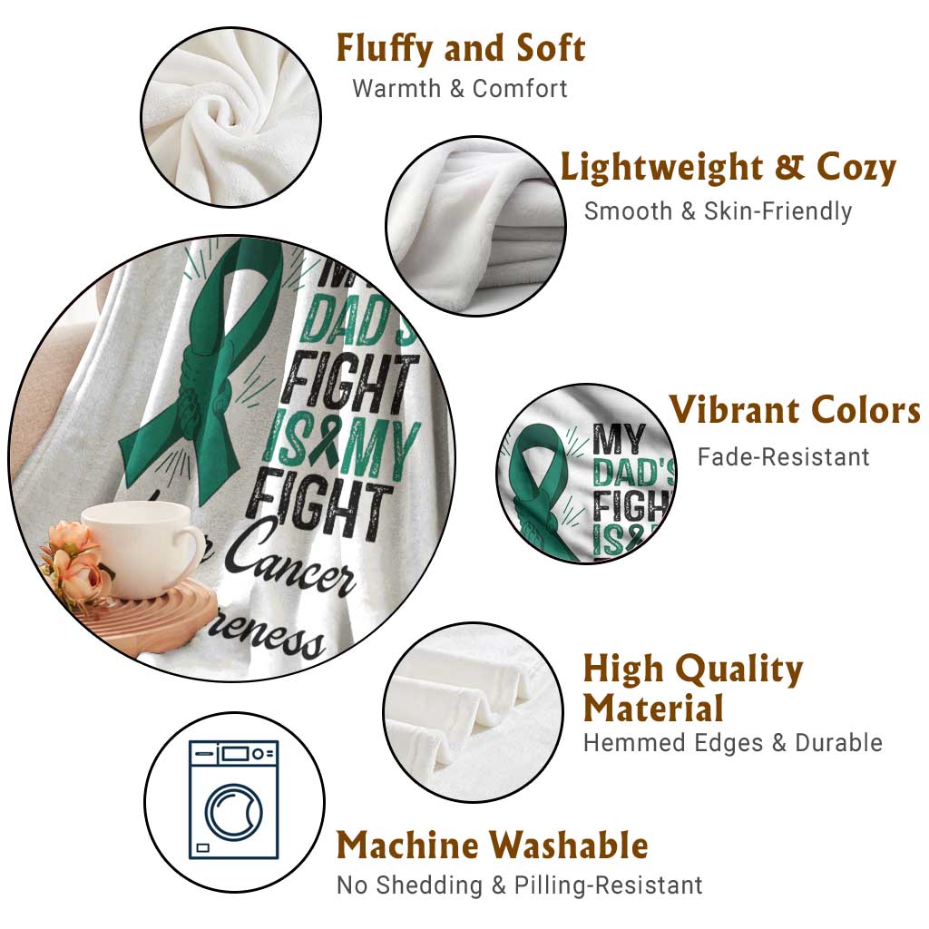 Liver Cancer Support Warrior Gift Throw Blanket My Dad Fight My Fight