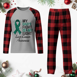 Liver Cancer Support Warrior Gift Plaid Pajama Set My Dad Fight My Fight
