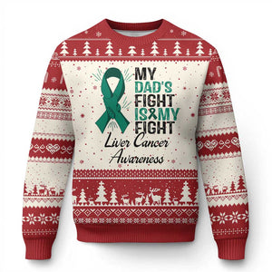 Liver Cancer Support Warrior Gift Ugly Christmas Sweater My Dad Fight My Fight