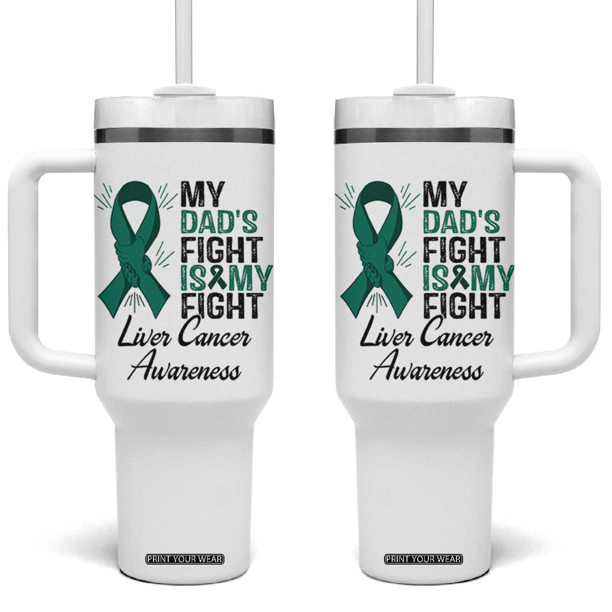 Liver Cancer Support Warrior Gift Tumbler With Handle My Dad Fight My Fight