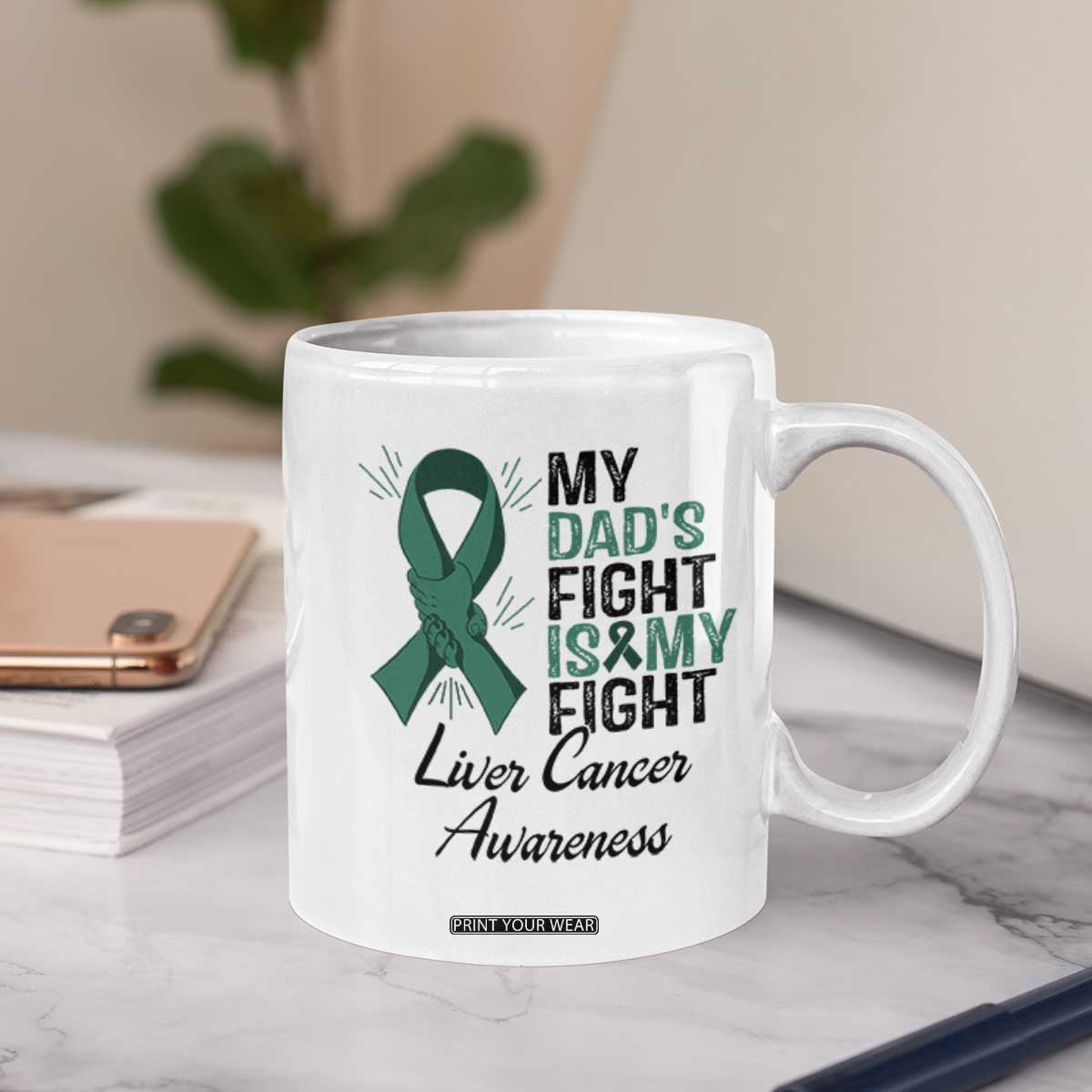 Liver Cancer Support Warrior Gift Coffee Mug My Dad Fight My Fight