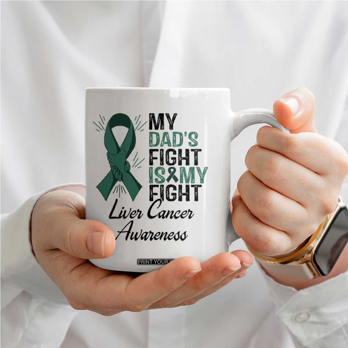 Liver Cancer Support Warrior Gift Coffee Mug My Dad Fight My Fight