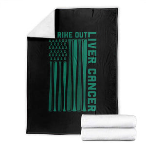 Strike Out Liver Cancer Baseball Throw Blanket American Flag Support Gift