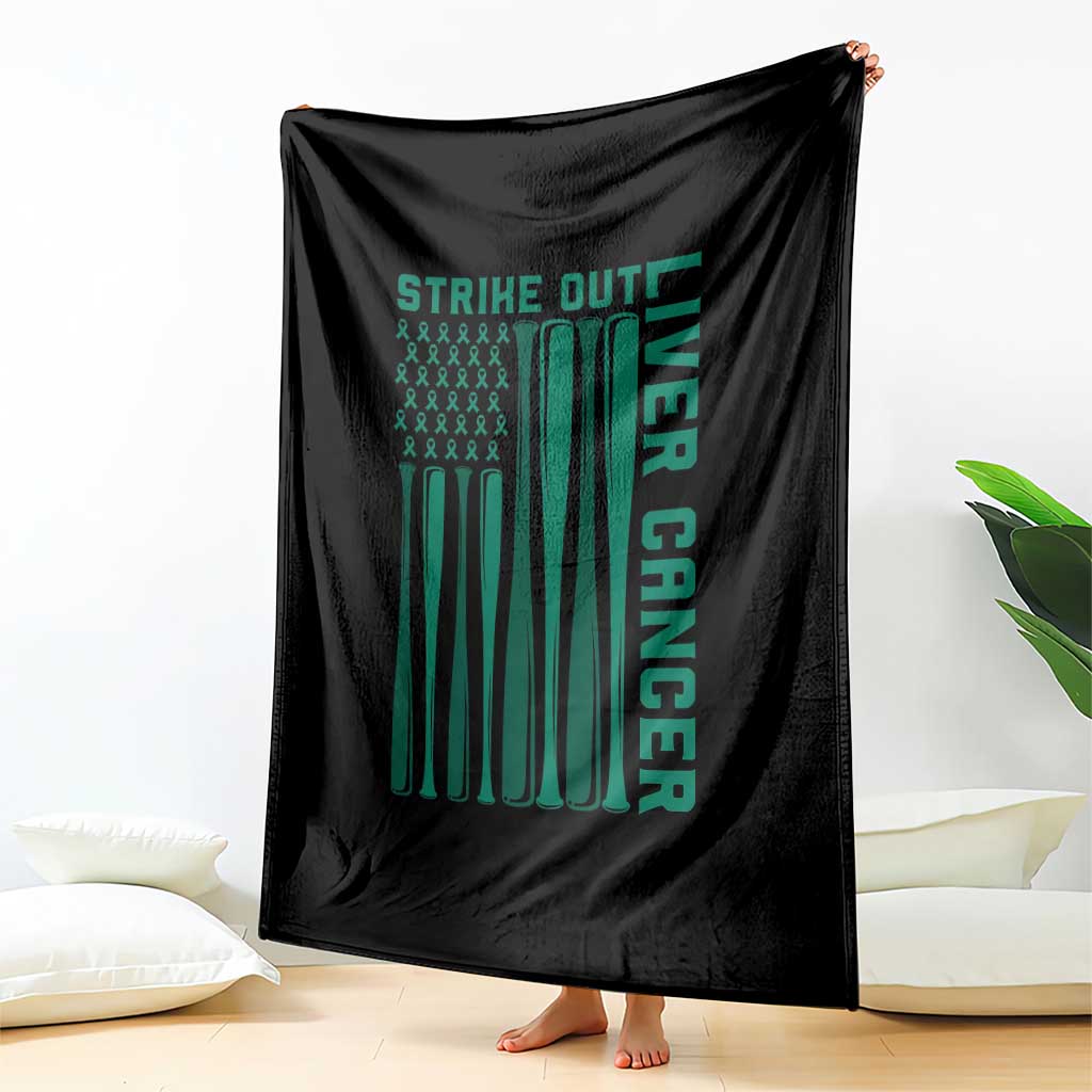 Strike Out Liver Cancer Baseball Throw Blanket American Flag Support Gift