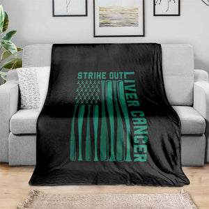 Strike Out Liver Cancer Baseball Throw Blanket American Flag Support Gift