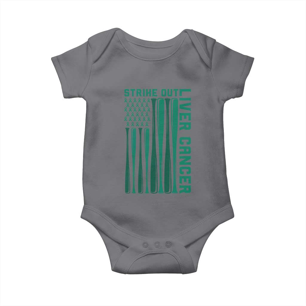 Strike Out Liver Cancer Baseball Baby Onesie American Flag Support Gift