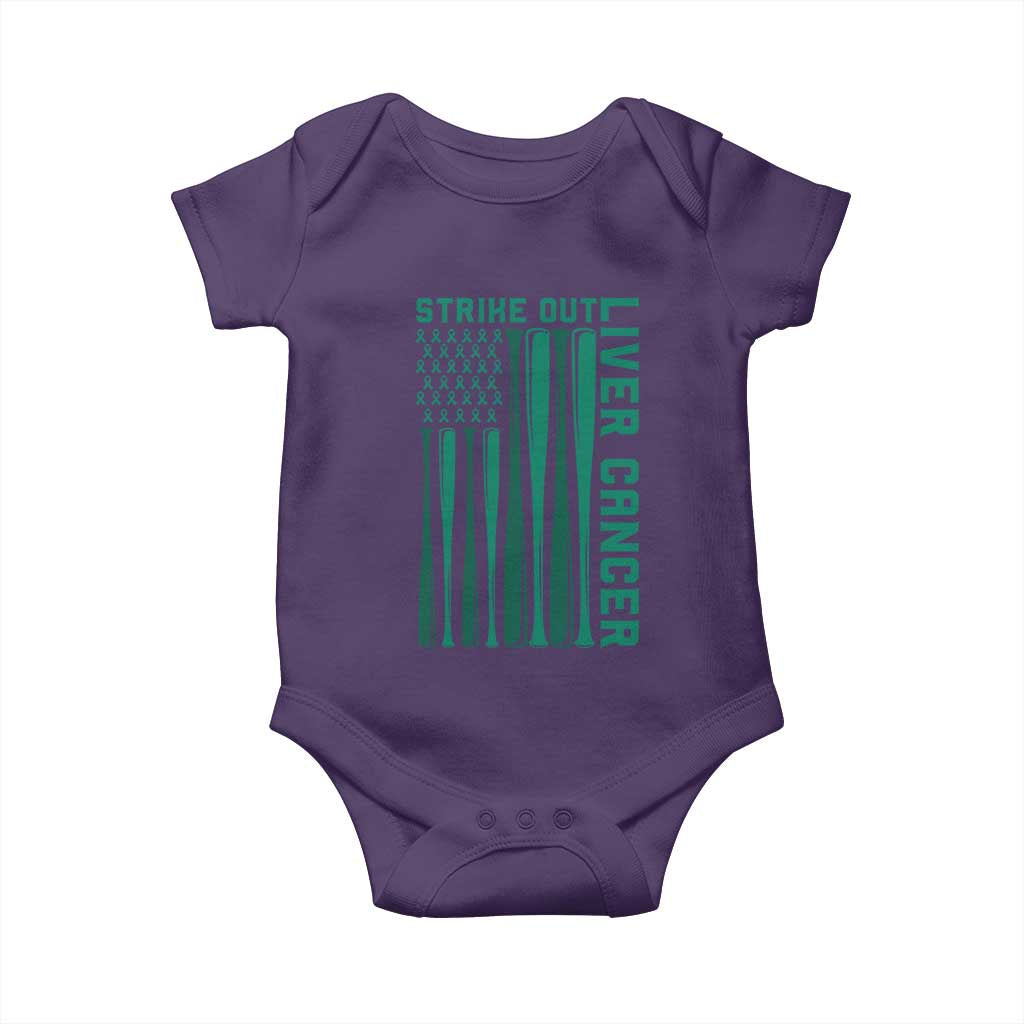 Strike Out Liver Cancer Baseball Baby Onesie American Flag Support Gift