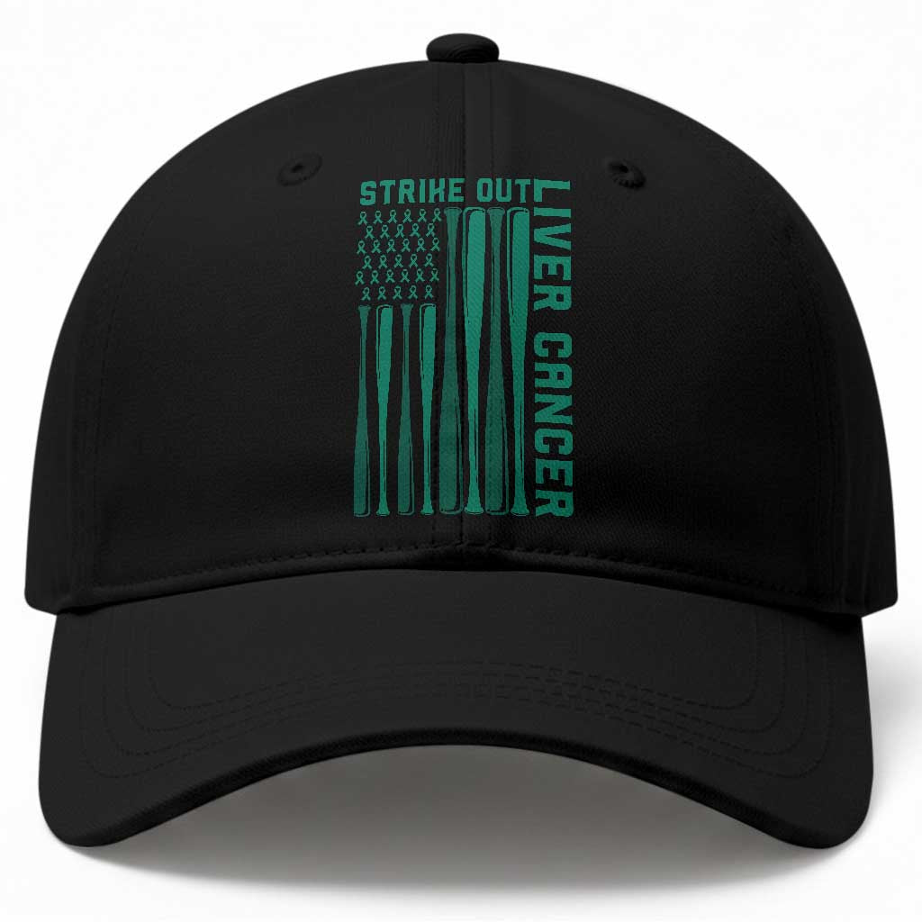 Strike Out Liver Cancer Baseball Baseball Cap American Flag Support Gift