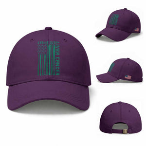 Strike Out Liver Cancer Baseball Baseball Cap American Flag Support Gift