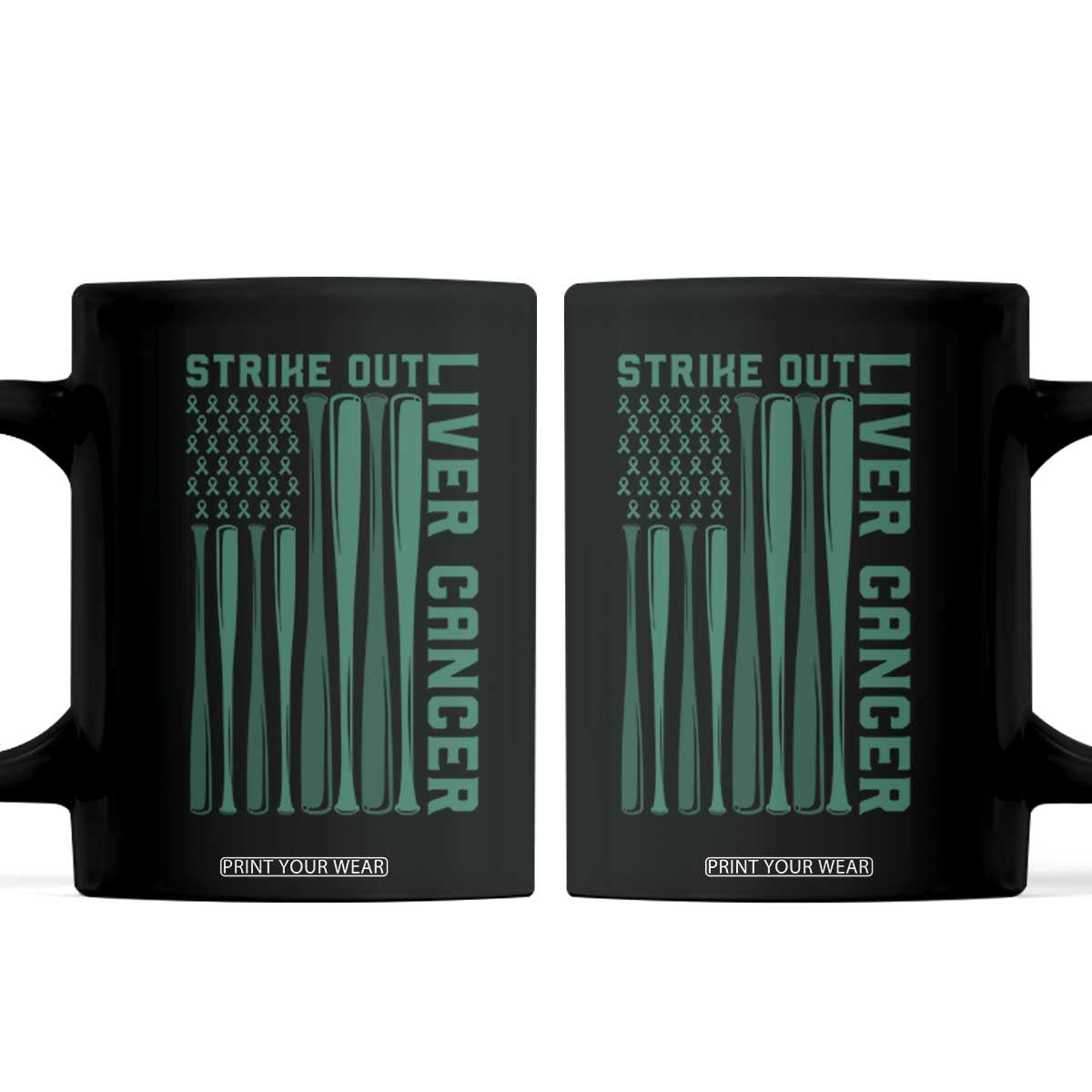 Strike Out Liver Cancer Baseball Coffee Mug American Flag Support Gift