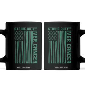 Strike Out Liver Cancer Baseball Coffee Mug American Flag Support Gift