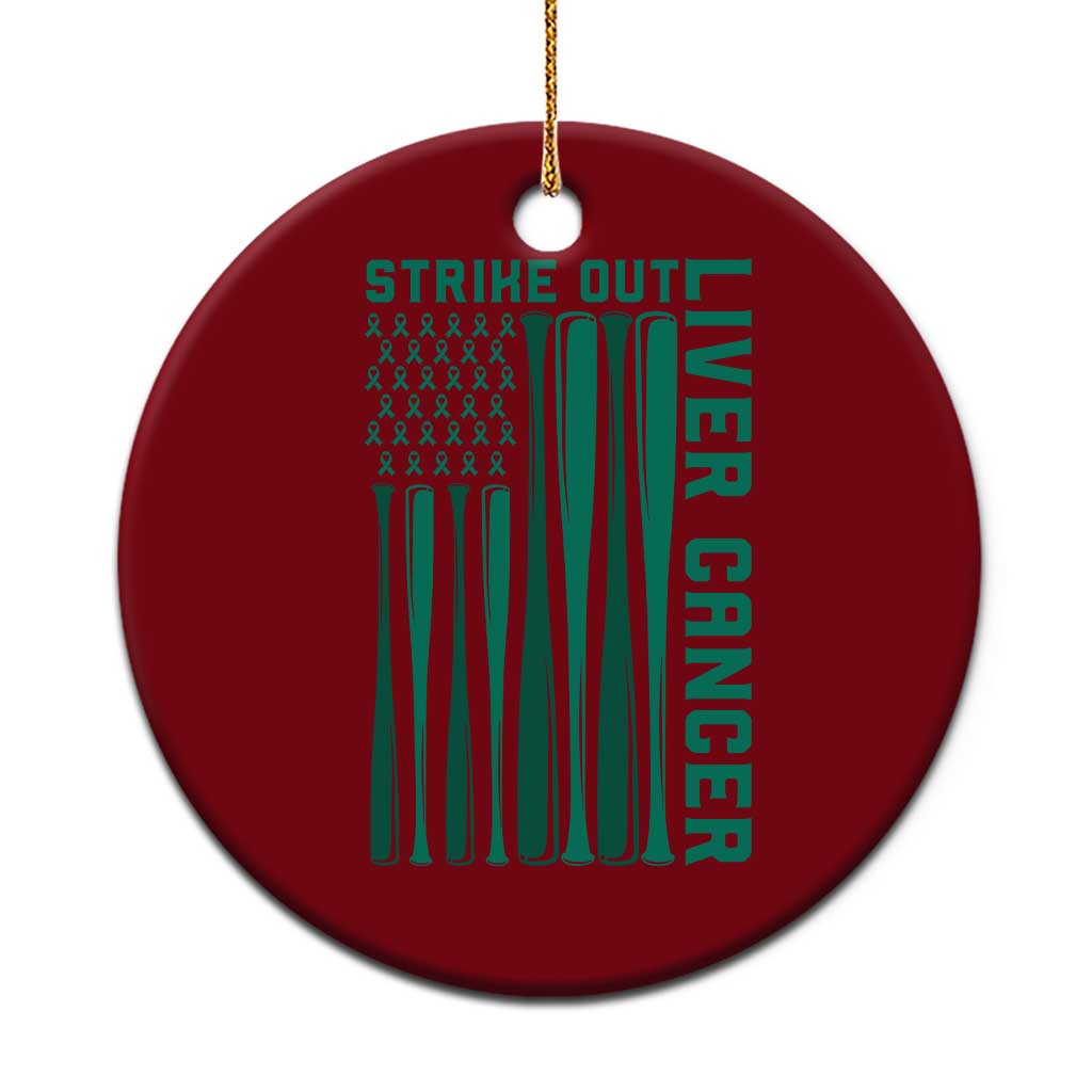 Strike Out Liver Cancer Baseball Ceramic Ornament American Flag Support Gift