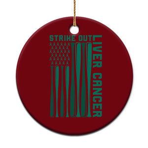 Strike Out Liver Cancer Baseball Ceramic Ornament American Flag Support Gift