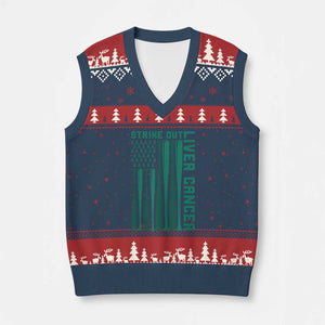 Strike Out Liver Cancer Baseball V-Neck Knit Sweater Vest American Flag Support Gift
