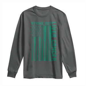 Strike Out Liver Cancer Baseball Long Sleeve Shirt American Flag Support Gift