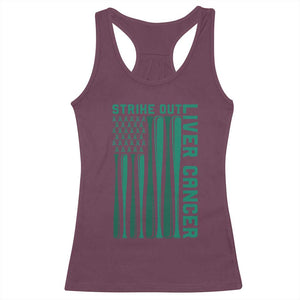 Strike Out Liver Cancer Baseball Racerback Tank Top American Flag Support Gift