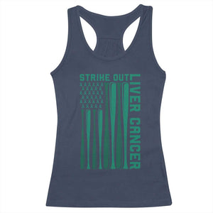 Strike Out Liver Cancer Baseball Racerback Tank Top American Flag Support Gift
