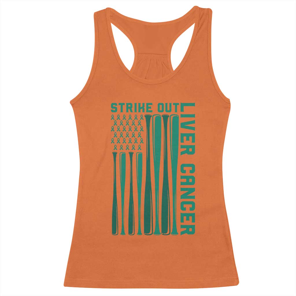 Strike Out Liver Cancer Baseball Racerback Tank Top American Flag Support Gift
