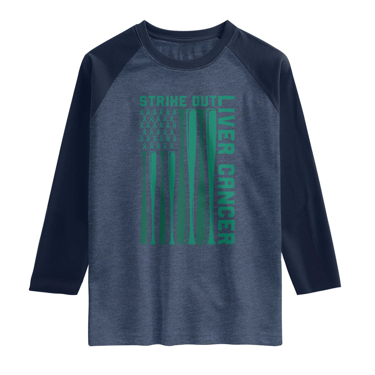 Strike Out Liver Cancer Baseball Raglan Shirt American Flag Support Gift