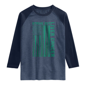 Strike Out Liver Cancer Baseball Raglan Shirt American Flag Support Gift