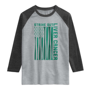 Strike Out Liver Cancer Baseball Raglan Shirt American Flag Support Gift