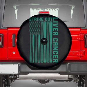 Strike Out Liver Cancer Baseball Spare Tire Cover American Flag Support Gift