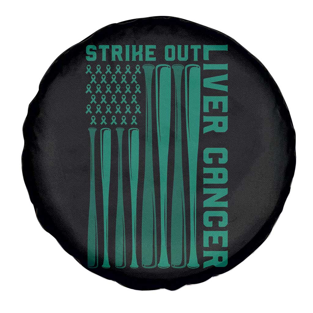 Strike Out Liver Cancer Baseball Spare Tire Cover American Flag Support Gift