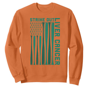Strike Out Liver Cancer Baseball Sweatshirt American Flag Support Gift