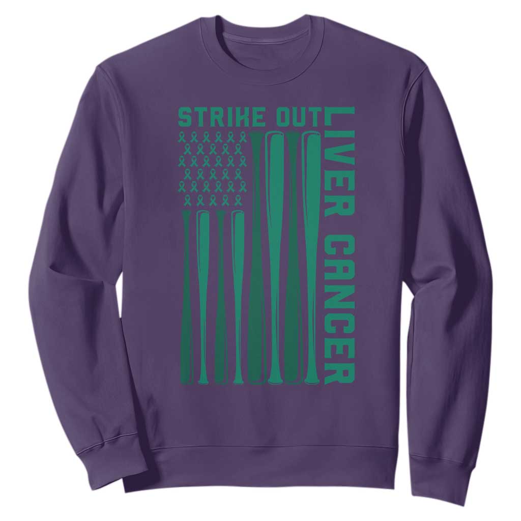 Strike Out Liver Cancer Baseball Sweatshirt American Flag Support Gift